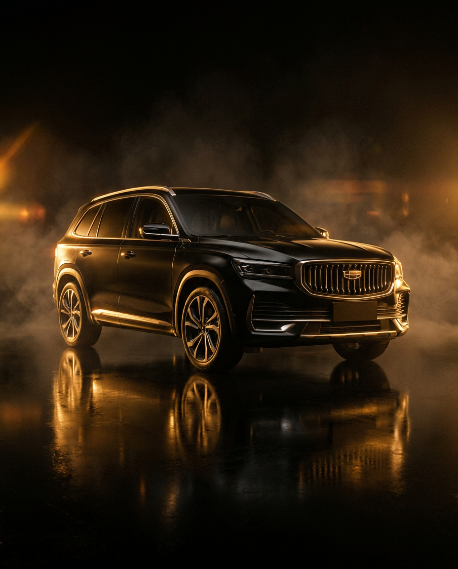 Кроссовер Geely в тёмной студии